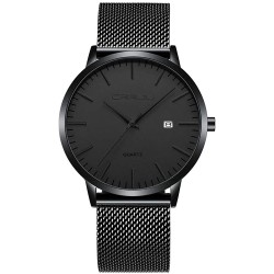 Reloj CJ2172B-B-S CRRJU Hombre es Ultra Thin Fashion Elegent Hombre WristReloj,7MM Stainsteel Steel Mesh Band Waterproof