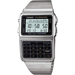 Reloj Casio Hombre Silver Tone 25 Memory Calculator Databank