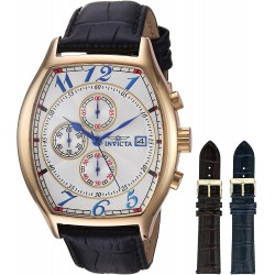 Reloj Invicta 14330 Hombre Specialty 43mm Gold Tone Stainless Steel and Leather Strap Quartz Set, Multi-color