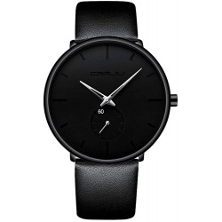 Reloj Hombre Ultra-Thin Minimalist Waterproof-Fashion Wrist for Unisex Dress with Leather Band