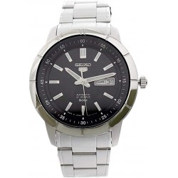 Reloj Seiko 5 SNKN55J1 Hombre Japan Stainless Steel Black Dial Day Date Automatic