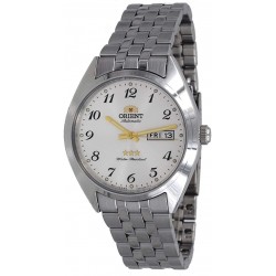 Reloj Orient RA-AB0E16S Hombre 3 Star Stainless Steel Silver Numbers Dial Day Date Automatic