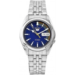 Reloj Seiko SNK371K 5 Automatic Blue Dial Silver Stainless S (Importación USA)