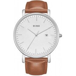 Reloj 19003 BUREI Hombre Fashion Minimalist Wrist Analog Date with Leather Strap