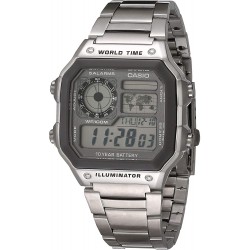 Reloj Casio AE-1200WHD-7AVCF Hombre 10 Year Battery Quartz with Stainless Steel Strap, Silver, 24.1 (Model: AE-1200WHD-7AVCF)