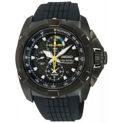 Reloj Seiko Velatura Alarm Chronograph Black Dial Rubber Str (Importación USA)