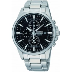 Reloj Seiko Chronograph Black Dial Steel Alarm Hombre SNAF03 (Importación USA)