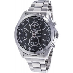 Reloj Seiko SNN255P1 Chronograph Black Dial Stainless Steel (Importación USA)