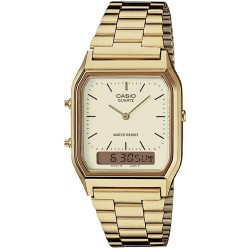 Casio AQ230GA-9D Men's Analog Digital Dual Time Gold Tone Metal Band Watch