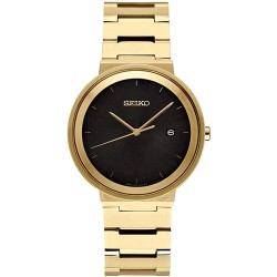 Seiko Men's Japanese Quartz Dress Watch with Stainless Steel Strap, Gold, 10 (Model: SUR488)