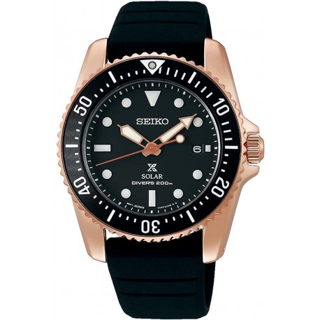 Seiko Prospex Solar Diver's 200m Rose Gold Sapphire Glass Watch SNE586P1