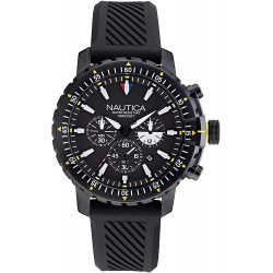 Nautica Men's Stainless Steel Quartz Silicone Strap, Black, 22 Casual Watch (Model: NAPICS009)