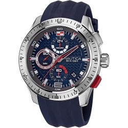 Nautica Men's Stainless Steel Quartz Silicone Strap, Blue, 24 Casual Watch (Model: NAPNSF108)