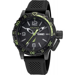 Nautica Men's Stainless Steel Quartz Silicone Strap, Black, 22 Casual Watch (Model: NAPGLF114)