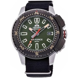 Orient RA-AC0N03E Men's M-Force Delta Nylon SLP-Thru Band Green Dial Automatic Dive Watch