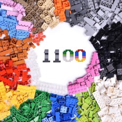 FUN LITTLE TOYS 1100 PCs Building Bricks in 17 Popular Colors and 147 Mixed Shapes, Classic Creative Building Blocks Compatible with All Major Brands,