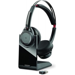 Poly - Voyager Focus UC with Charge Stand (Plantronics) - Bluetooth Dual-Ear (Stereo) Headset with Boom Mic - USB-A Compatible with PC and Mac - Activ