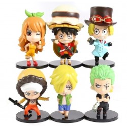 One Piece Zoro Luffy Nami Sanji Colección 6 Figuras En Bolsa