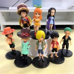 One Piece Luffy Zoro Sanji Ace Colección 8 Figuras En Bolsa