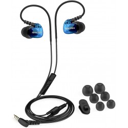 Audífonos Granvela GV1 HD Classic Sports Earphones IPX5 Waterproof Running Earbuds Wired Mic, Memory Wire Earhook Clip Blue