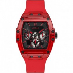 Men's Polycarbonate Quartz Watch with Silicone Strap, Red, 24 (Model: GW0203G5)