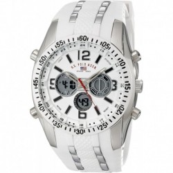 U.S. Polo Assn. Sport Men's US9282 Silver-Tone Watch with White Silicone Band