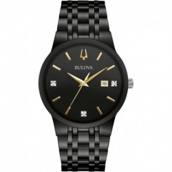 Men's Modern Gold Tone Stainless Steel 3-Hand Calendar Date Quartz Watch, Diamond Dial