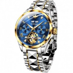 Mens Automatic Watches Diamond Skeleton Self Winding Luxury Dress Wrist Watch Sapphire Crystal Tungs