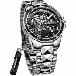 Skeleton Mens Watch Automatic Mechanical Self Winding Luxury Sapphire Crystal Tungsten Steel Waterpr