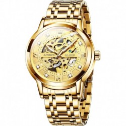 Mens Automatic Watch Skeleton Diamond Luxury Mechanical Self Winding Dress Wrist Watch Waterproof Lu