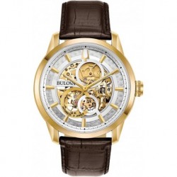 Men's Classic Sutton Automatic Skeleton Dial Brown Leather Strap Watch | 43mm | 97A138