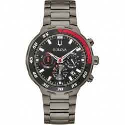 Men's Classic Sport Black Ion Plated Stainless Steel 6 Hand Chronograph Quartz Watch : 98B365