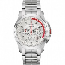 Men's Marine Star 6 Hand Chronograph Quartz Stainless Steel Watch, Silver White Dial (Model:96B383)