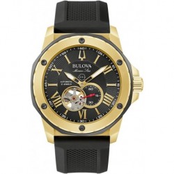 Men's Marine Star Black and Gold-Tone Silicone Strap Watch | 45mm | 98A272