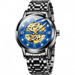 Mens Automatic Watch Skeleton Diamond Luxury Mechanical Self Winding Dress Wrist Watch Waterproof Lu