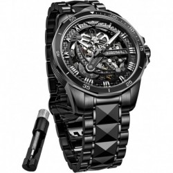 Skeleton Mens Watch Automatic Mechanical Self Winding Luxury Sapphire Crystal Tungsten Steel Waterpr