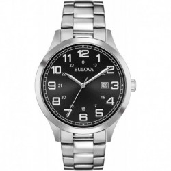 Dress Black Dial Stainless Steel Mens Watch 96B274