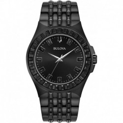 Crystal Quartz Mens Watch, Stainless Steel , Black (Model: 98A240)