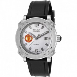 Men's Bulova Watch Stainless Steel AccuSwiss Automatic w/ Silver Dial and Manchester United Crest