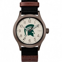 Tribute Men's Collegiate Pride 40mm Watch - Michigan State Spartans with Black Fastwrap Strap