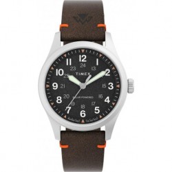 Men's Expedition North Field Solar 36mm Watch - Brown Strap Black Dial Stainless Steel Case