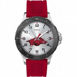 Tribute Men's Collegiate Gamer 42mm Watch –Razorbacks with Red Silicone Strap