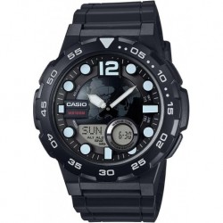 Men's '3D Dial' Quartz Resin Watch, Color:Black (Model: AEQ100W-1AV)