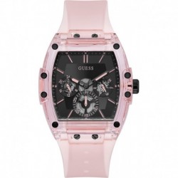 Men's 43mm Watch - Pink Strap Black Dial Pink Case