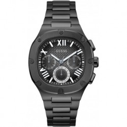 Men's 42mm Watch - Black Strap Gunmetal Dial Silver Tone Case