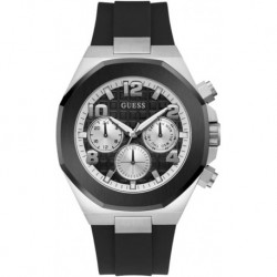 Men's 46mm Watch - Black Strap Black Dial Two-Tone Case