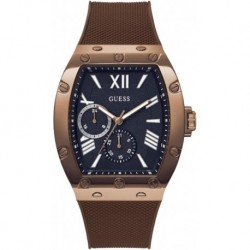 Men's 43mm Watch - Brown Strap Navy Dial Coffee Case