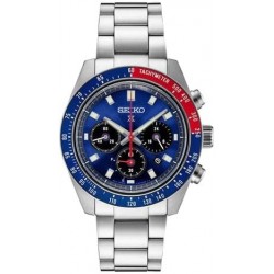 SSC931 Men's Analog Chronograph Quartz Watch - Blue Dial Silver-Tone Stainless Steel Band - 100 Mete