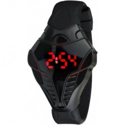 LED Digital Fashion Cobra Watch Black Silicone Iron Triangle Dial Sports Wrist Watches (Black)