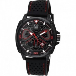 Tokyo' Men Watch, 44mm case, Black face, Stainless Steel case, Silicone Strap, Black/Red dial (AJ.16